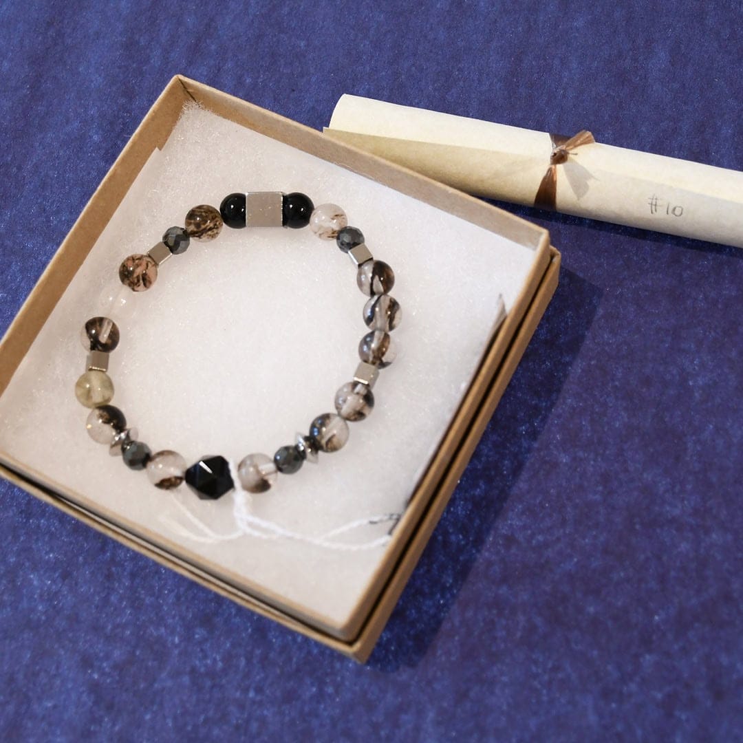 Bracelet #10 Quartz melon, hématite et acier inoxydable