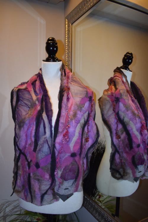 foulard de soie feutrée mauve (115)